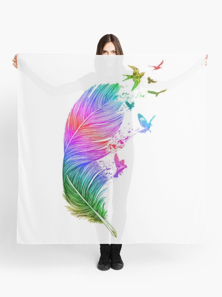 Rainbow Bird Feather Scarf for Sale by Kelly Janosko Kelly