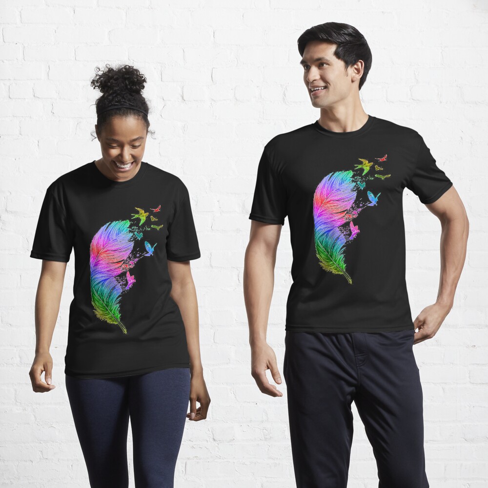 Rainbow Bird Feather Active T-Shirt for Sale by Kelly Janosko Kelly Janosko