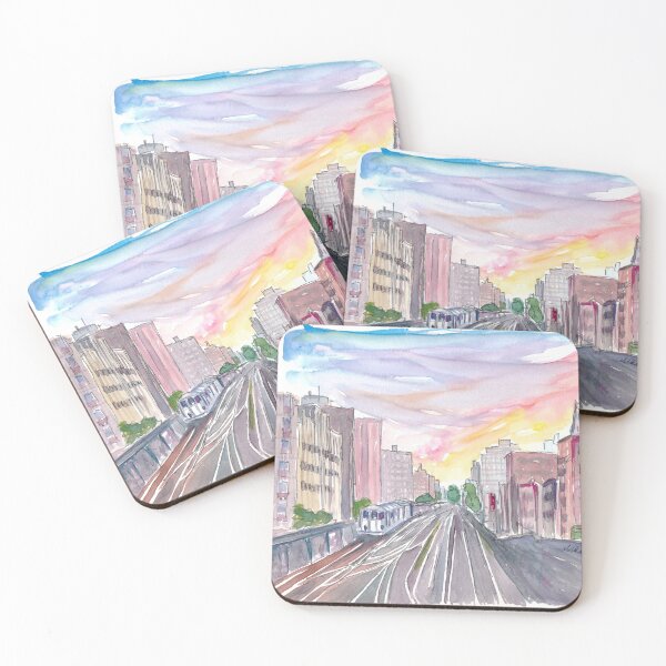 Item preview, New York Skyline with rails and Subway designed and sold by artshop77.