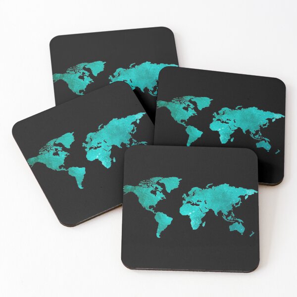 Item preview, Turquoise Watercolor Map of the World designed and sold by Easterlily.