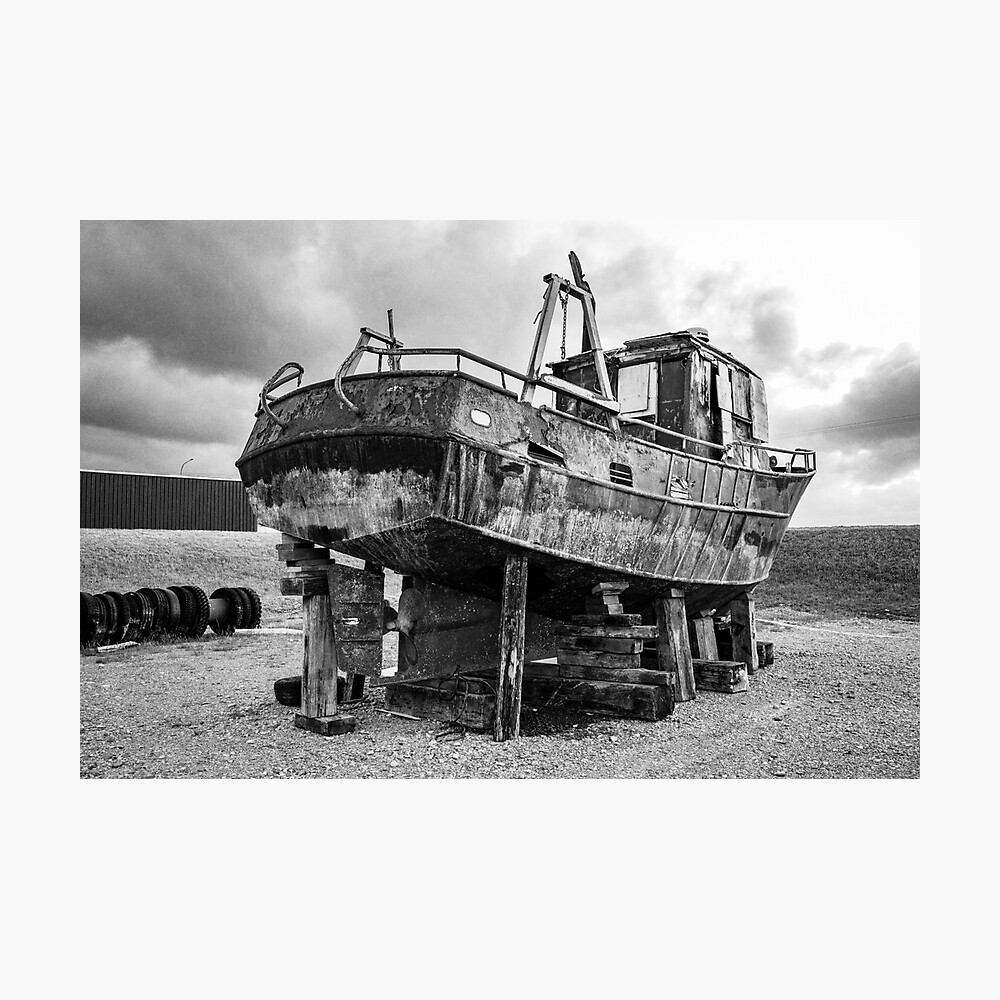 Shipyard Project Old Fishing Boat Hardcover Journal for Sale by