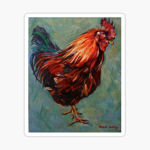 Brown rooster Isle of Aran. 2012Ⓒ Oil on canvas 51x41cm Sticker