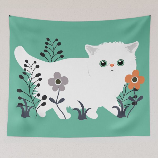 Aperçu de l'œuvre Chaton persan dans un jardin créée et vendue par lulululupaint.