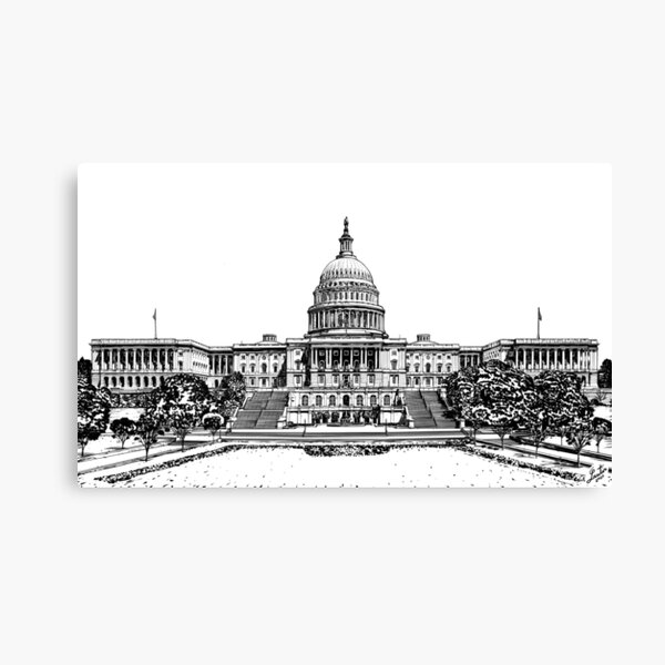 UNITED STATES CAPITOL (west front) - INK PAINTING Canvas Print