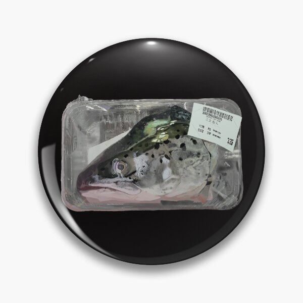 Item preview, Realistic Plastic Wrapped Supermarket Salmon Fish Head Food Art Digital Painting Art designed and sold by QJeanette.