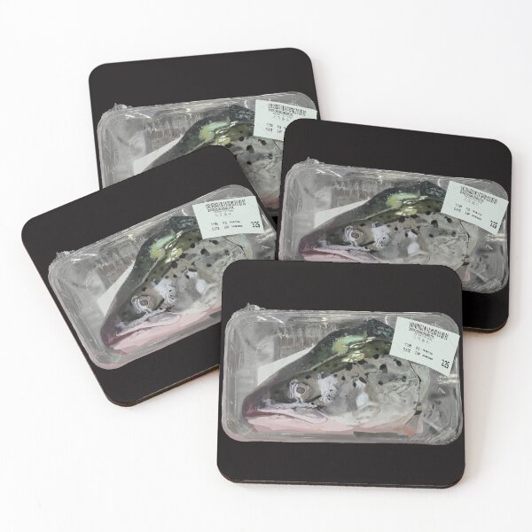 Item preview, Realistic Plastic Wrapped Supermarket Salmon Fish Head Food Art Digital Painting Art designed and sold by QJeanette.
