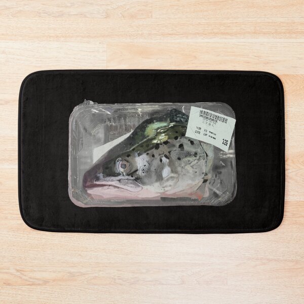 Item preview, Realistic Plastic Wrapped Supermarket Salmon Fish Head Food Art Digital Painting Art designed and sold by QJeanette.