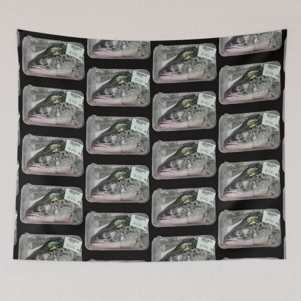 Item preview, Realistic Plastic Wrapped Supermarket Salmon Fish Head Food Art Digital Painting Art designed and sold by QJeanette.