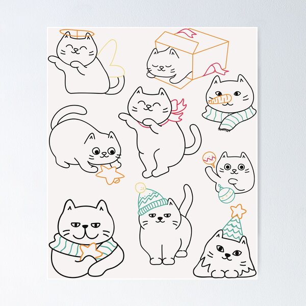Item preview, Cute Christmas Cat Pattern Balck designed and sold by DarkHumorstore.
