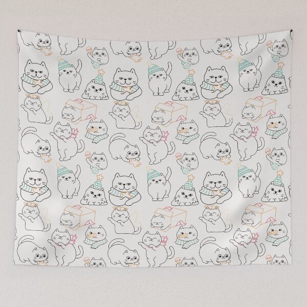 Item preview, Cute Christmas Cat Pattern Balck designed and sold by DarkHumorstore.