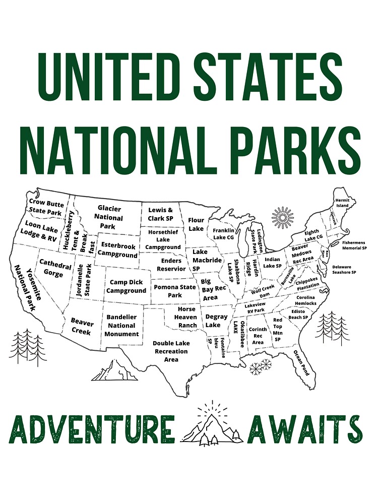 United States National Parks Adventure Awaits  Kids T-Shirt for Sale by  nanathaishop
