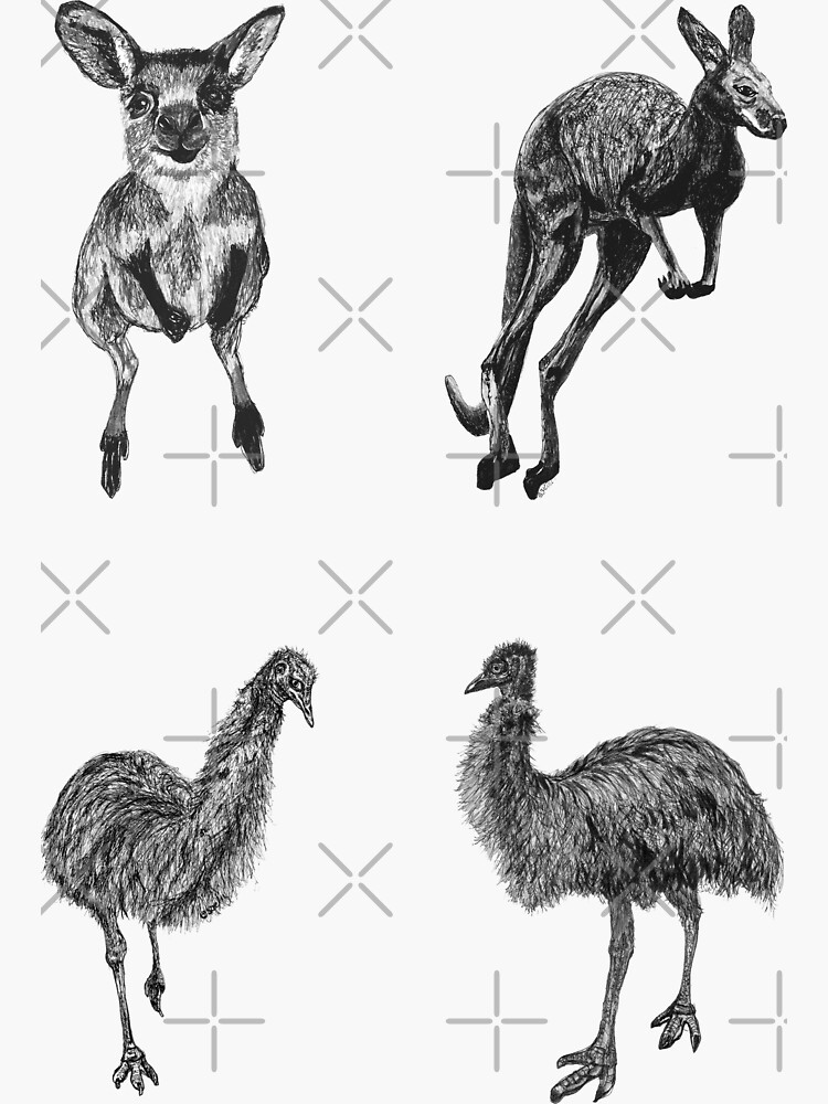 Land 5 - Kangaroos and Emus x 4 by Wildcard-Sue