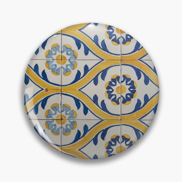 Artikelvorschau, Gemalte Muster - Azulejo-Fliesen in Blau und Gelb - Horizontale Variante entworfen und verkauft von Georgia Mizuleva.