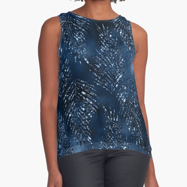 Navy Blue Glitter Simulated Look Blue Sleeveless Top | Redbubble