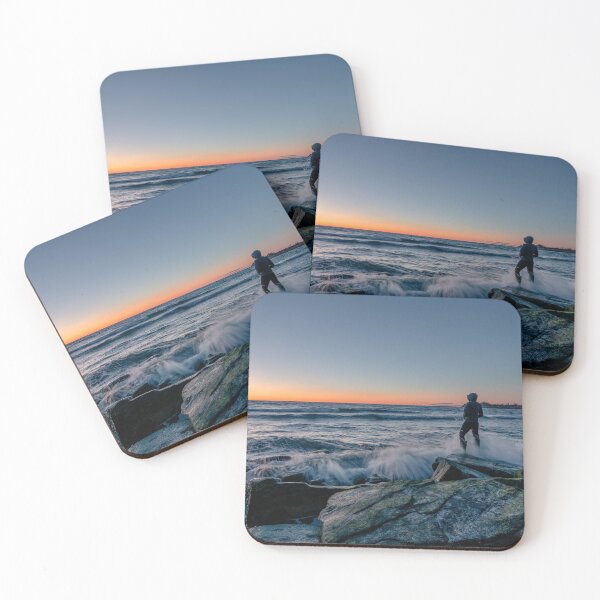 Item preview, Waves crashing into man during sunset designed and sold by visualsbysimo.