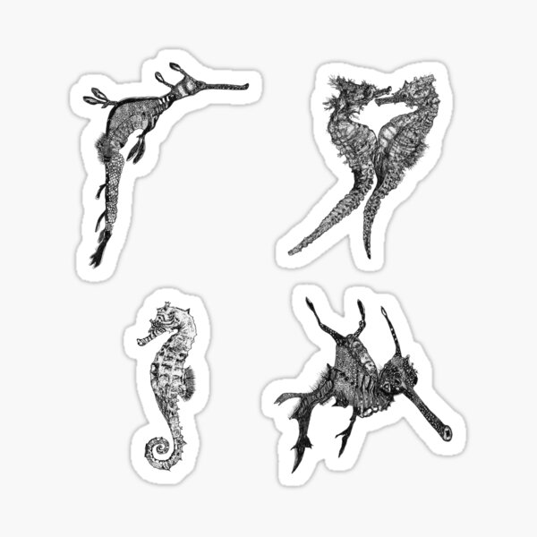 Sea 7-Sea Dragons and Seahorses x 4 Sticker