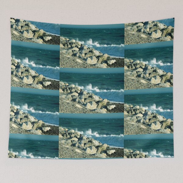 Item preview, Pebbles, Rocks, Waves and Sea Spray designed and sold by VicEllisArt.
