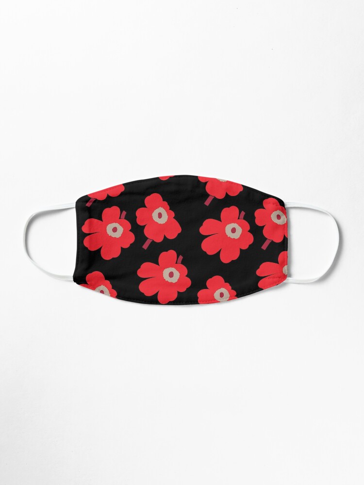 New Marimekko Unikko Red Black Fabric Mask By Maestro23 Redbubble