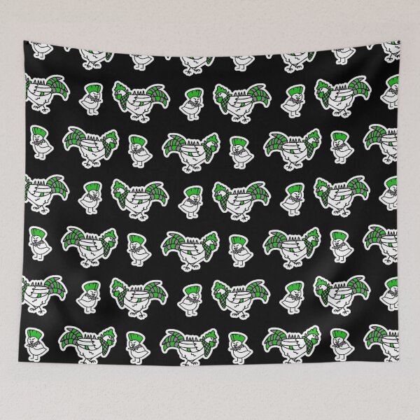 Item preview, Cute punk chick and chicken on black background pattern.  designed and sold by Limolida.