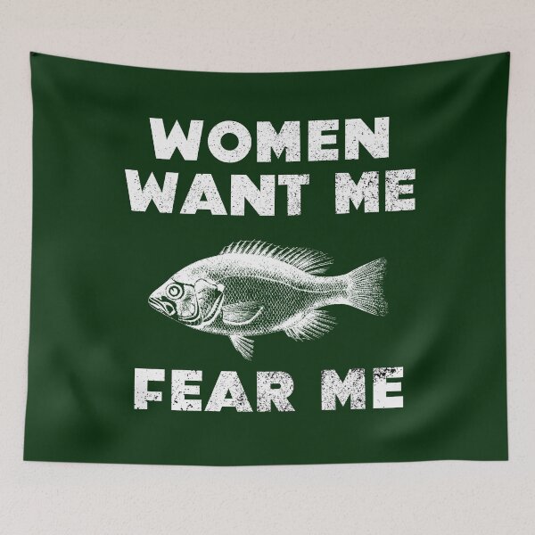 Item preview, Women Want Me Fish Fear Me Bold Distressed Vintage designed and sold by Sunny Collections.