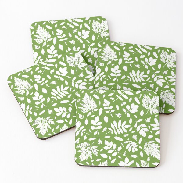 Item preview, Monochrome leaves 16. Wild herbs seamless pattern white on green. Autumn leaf fall. Wild life designed and sold by Yulia Chepurova.