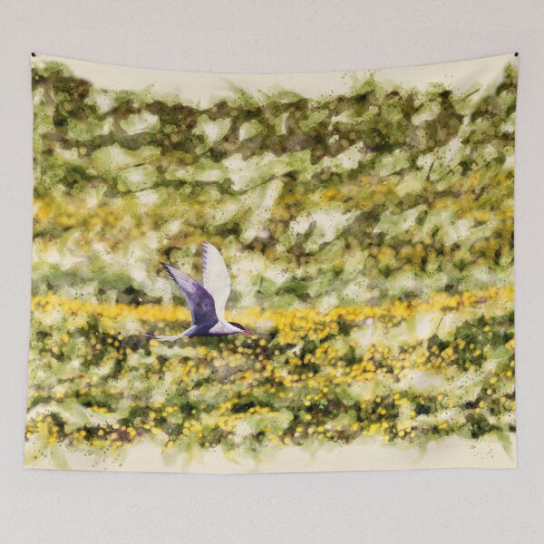 Item preview, Arctic Tern Surfing on the Flowers Watercolor designed and sold by lugamor.