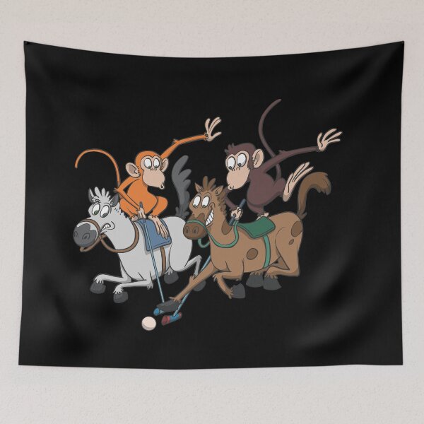 Item preview, Monkeys dueling on polo horses designed and sold by Monkey Ful.