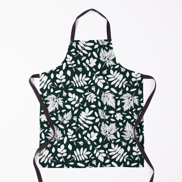 Item preview, Monochrome leaves 17. Wild herbs seamless pattern white on very dark blue green. Autumn leaf fall. Wild life designed and sold by Yulia Chepurova.