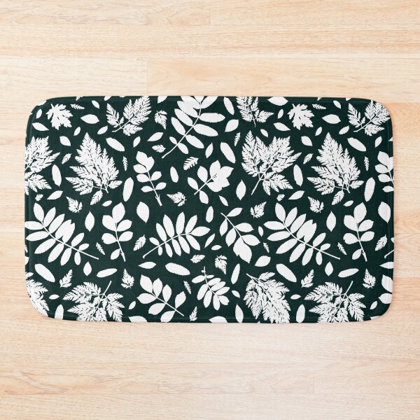 Item preview, Monochrome leaves 17. Wild herbs seamless pattern white on very dark blue green. Autumn leaf fall. Wild life designed and sold by Yulia Chepurova.