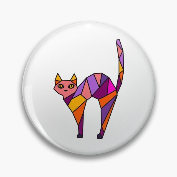 Item preview, Geometric Scary Cat Halloween - Colorful - Purple Orange designed and sold by Geometricshow.