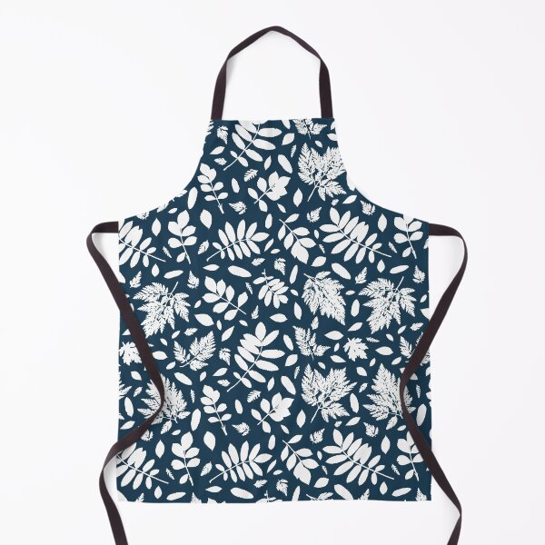 Item preview, Monochrome leaves 18. Wild herbs seamless pattern white on dark blue. Autumn leaf fall. Wild life designed and sold by Yulia Chepurova.