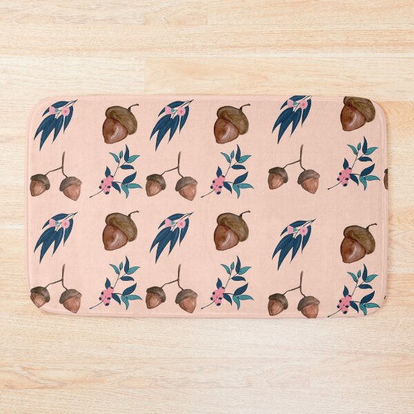 Item preview, Australian wattle gum tree gum nut print. Modern, pretty pink and blue design. Nature loving designed and sold by HaychGee.