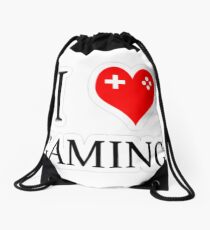 I heart gaming (graphic tees, mugs, and more!) Drawstring Bag