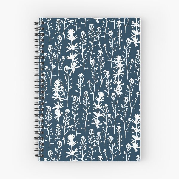 Item preview, White frost. Nordic night. Wild herbs seamless pattern. White herbal silhouette on dark blue. Stay wild. Wild life designed and sold by Yulia Chepurova.