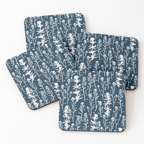 Item preview, White frost. Nordic night. Wild herbs seamless pattern. White herbal silhouette on dark blue. Stay wild. Wild life designed and sold by Yulia Chepurova.