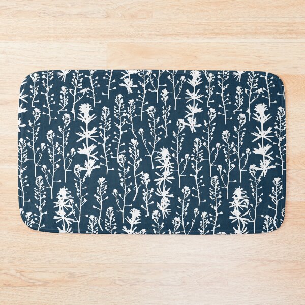 Item preview, White frost. Nordic night. Wild herbs seamless pattern. White herbal silhouette on dark blue. Stay wild. Wild life designed and sold by Yulia Chepurova.