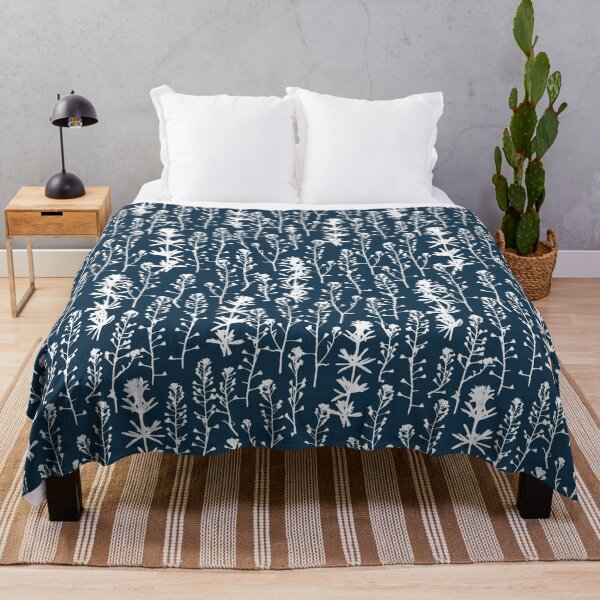 Item preview, White frost. Nordic night. Wild herbs seamless pattern. White herbal silhouette on dark blue. Stay wild. Wild life designed and sold by Yulia Chepurova.
