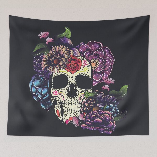 Item preview, Sugar skull with flowers designed and sold by AnnArtshock.