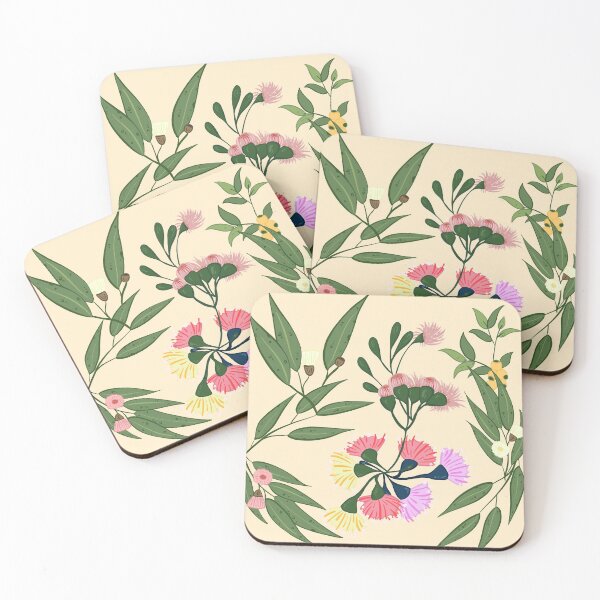 Item preview, Australian wattle gum tree gum nut print. Modern, pretty pink  and green design. Nature loving earthy print.  designed and sold by HaychGee.