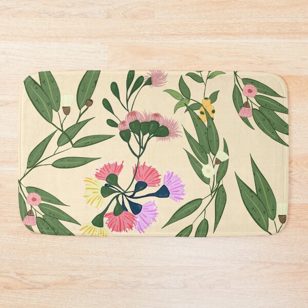 Item preview, Australian wattle gum tree gum nut print. Modern, pretty pink  and green design. Nature loving earthy print.  designed and sold by HaychGee.