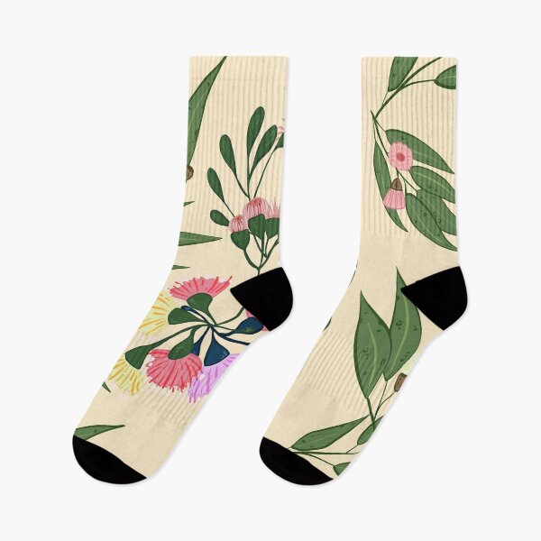 Item preview, Australian wattle gum tree gum nut print. Modern, pretty pink  and green design. Nature loving earthy print.  designed and sold by HaychGee.