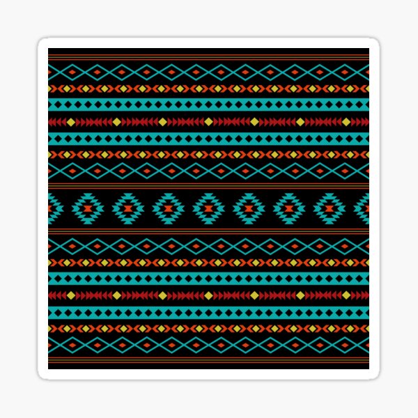 Aperçu de l'œuvre Aztec Teal Reds Jaune Noir Motif Motifs Mixtes créée et vendue par NataliePaskell.