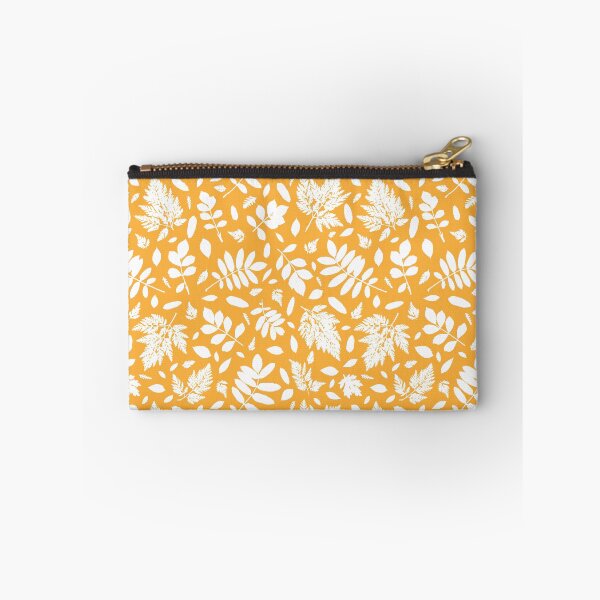 Item preview, Monochrome autumn leaves 19. Wild herbs seamless pattern white on yellow. Autumn leaf fall. Wild life designed and sold by Yulia Chepurova.