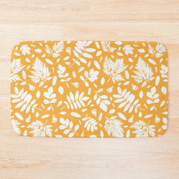 Item preview, Monochrome autumn leaves 19. Wild herbs seamless pattern white on yellow. Autumn leaf fall. Wild life designed and sold by Yulia Chepurova.