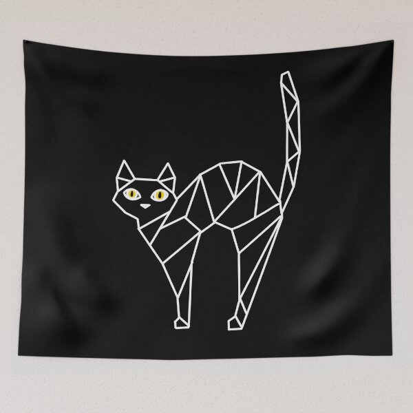 Item preview, Geometric Scary Cat Halloween - Black Wire designed and sold by Geometricshow.