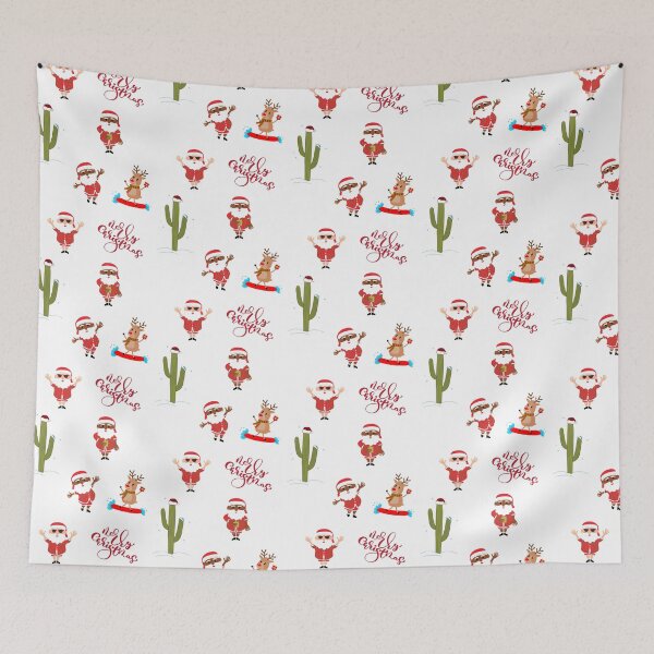 Item preview, Merry Tropical Christmas Pack with Santa Claus in pajama, cactus plant and reindeer designed and sold by milkasweet.