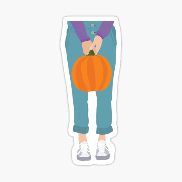 Holding Halloween pumpkin during Autumn Sticker