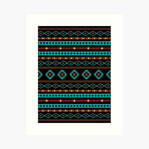 Aperçu de l'œuvre Aztec Teal Reds Jaune Noir Motif Motifs Mixtes créée et vendue par NataliePaskell.