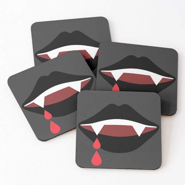 Item preview, Black lips vampire fangs with blood drips designed and sold by MeliCollective.