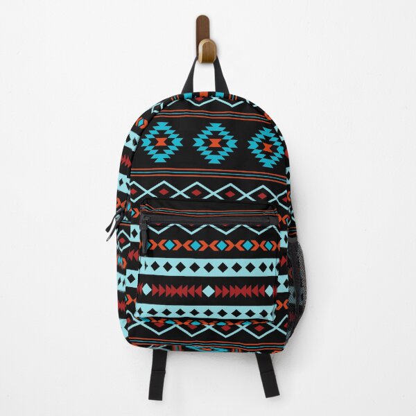 Item preview, Aztec Blues Reds Black Mixed Motifs Pattern designed and sold by NataliePaskell.